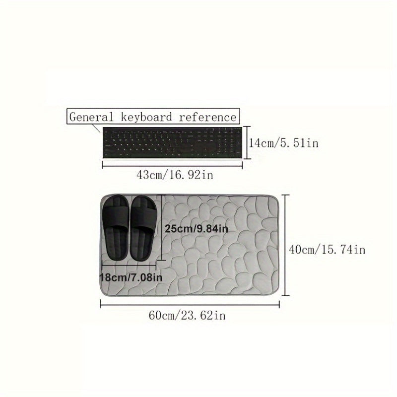 1pc Soft And Comfortable Memory Foam Bath Rug With Cobblestone Embossment - Rapid Water Absorbent And Washable - Non-Slip Bathroom Accessories