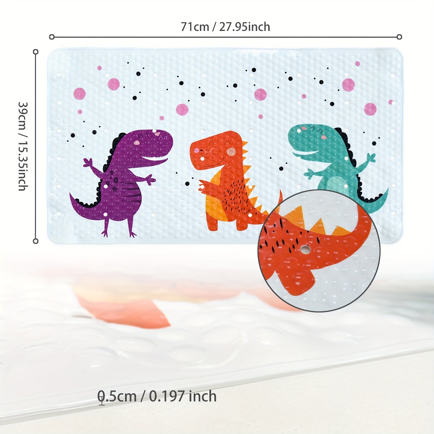 1pc Funny Dinosaur Printed Bathroom Floor Mat, Absorbent Non Slip Bathtub Carpet, Comfortable Waterproof Shower Mat, Bathroom Accessories, Home Decor, Room Decor