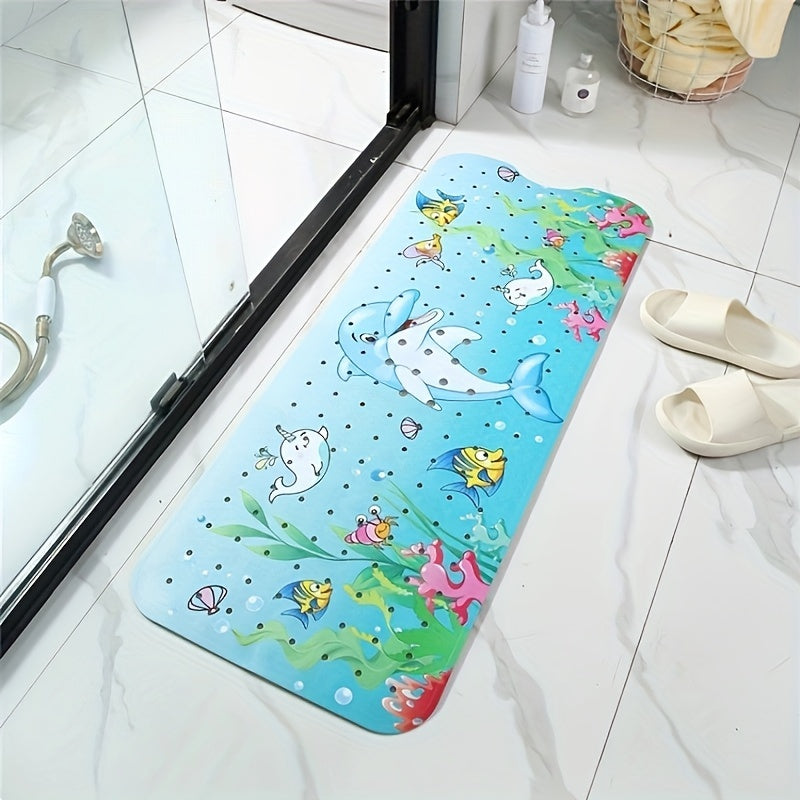 1pc Bath Mat For Tub For Kids, Bathtub Mats With Drain Holes And Suction Cup, Anti-slip Shower Stall Mat, Extra Long Shower Carpet For Home Bathroom, Bathroom Accessories