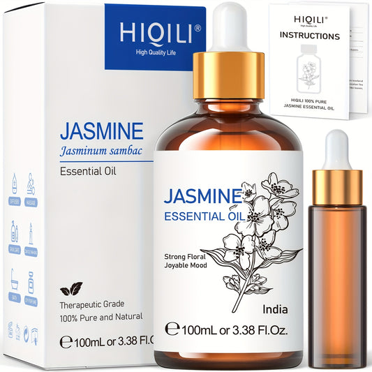 1pc HIQILI 3.38 Fl Oz/100 ML Jasmine Essential Oil For Diffuser Humidifier Soap Candle Making