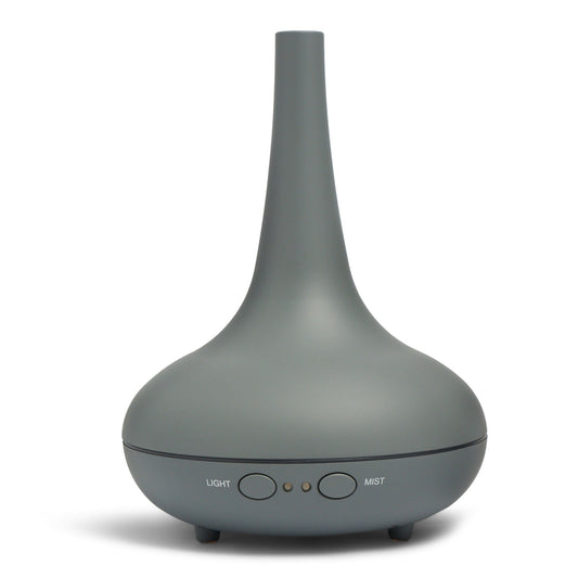 Essential Oil Diffuser Ultrasonic Humidifier Aromatherapy LED Light 200ML 3 Oils - Matte Grey