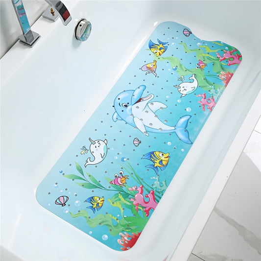 1pc Bath Mat For Tub For Kids, Bathtub Mats With Drain Holes And Suction Cup, Anti-slip Shower Stall Mat, Extra Long Shower Carpet For Home Bathroom, Bathroom Accessories